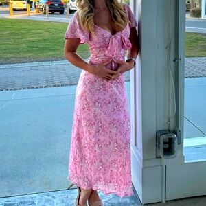 Pink floral boutique dress